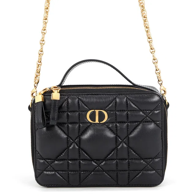 Dior Caro Box 2WAY Bag BlackS5140UNGX Leather in Leather from GALLERY RARE