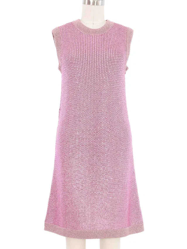 2021 Gucci Pink Crystal Knit Tank Dress in Pink from Arcade Vintage