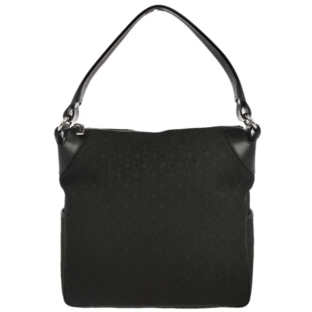 Celine Black Satin C Macadam Handbag in Black Satin from AMORE Vintage Tokyo