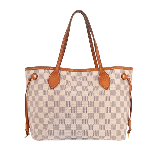 Louis Vuitton Neverfull small tote bag in azure Damier canvas and natural leather in Beige Canvas from Collector Square, photo 2 of 3