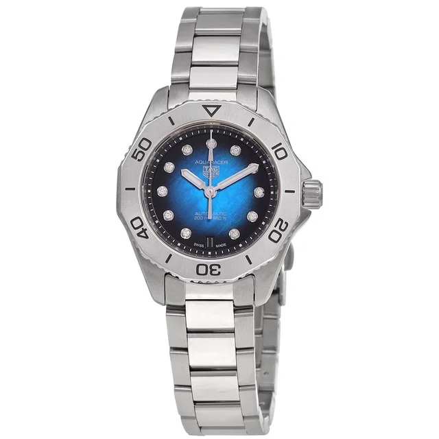 TAG Heuer Aquaracer Automatic Diamond Blue Dial Ladies Watch WBP2411.BA0622 in silver|blue|gray from Jomashop.com
