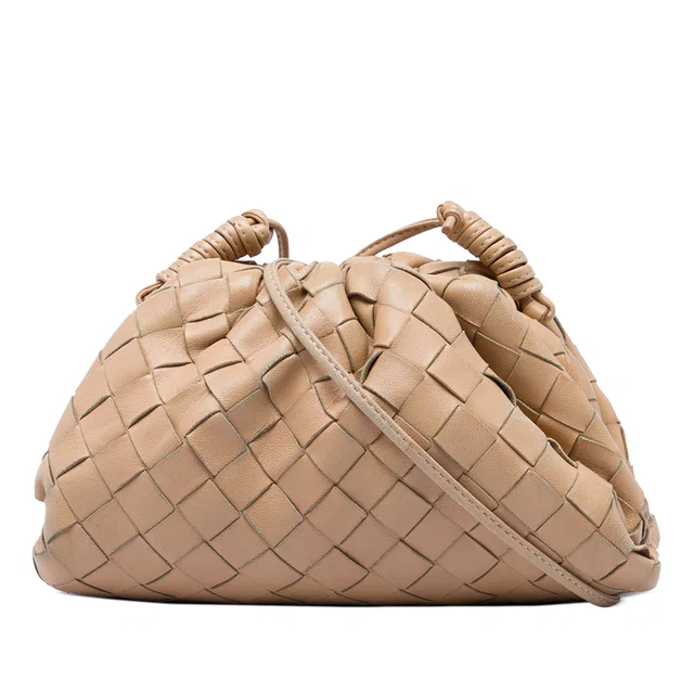 Brown Bottega Veneta Nappa Intrecciato The Mini Pouch Crossbody in Brown Nappa leather from Designer Revival