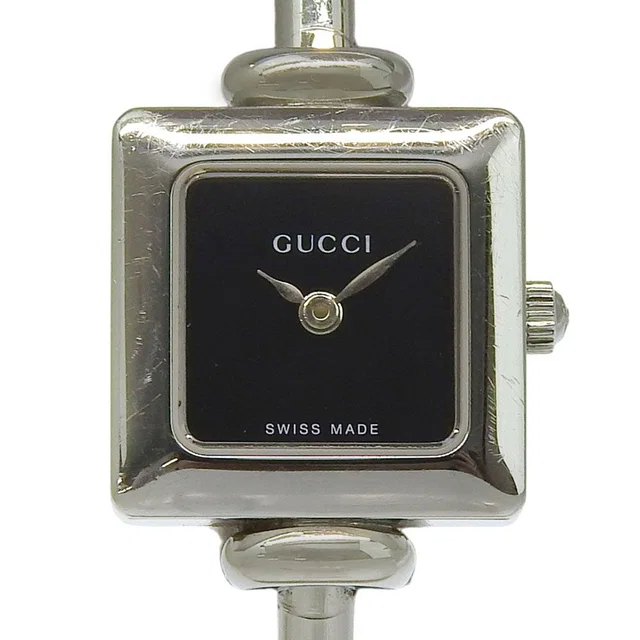 Gucci Stainless Steel Quartz Analog Display Black Dial Watch in Black from The Reluxe
