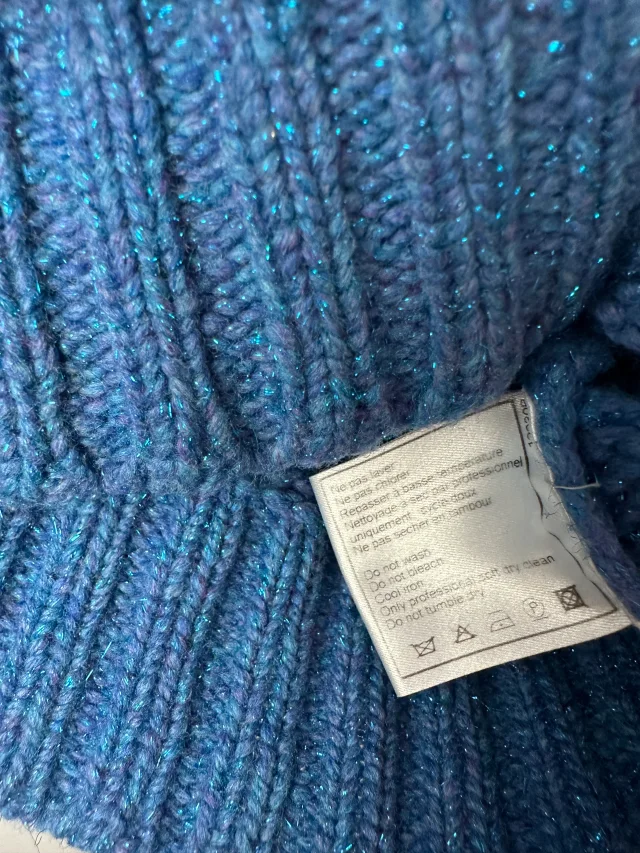 Chanel 01/A Blue Wool Jumper With Scarf Tie and Sparkle Detail Size FR 38 (UK 10) in Blue Wool from Sellier, photo 12 of 12