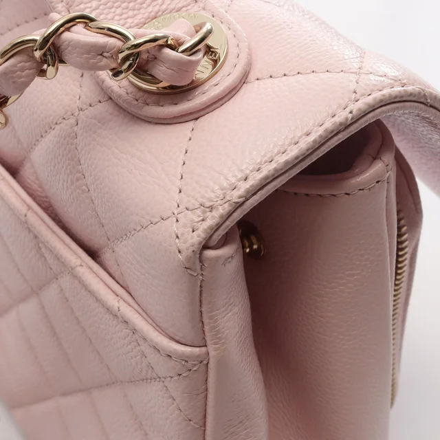 Chanel Shoulder Bag Mini Flap Quilted 2-Way Baby Pink Caviar Leather Business in Pink Caviar leather from The Reluxe, photo 2 of 2