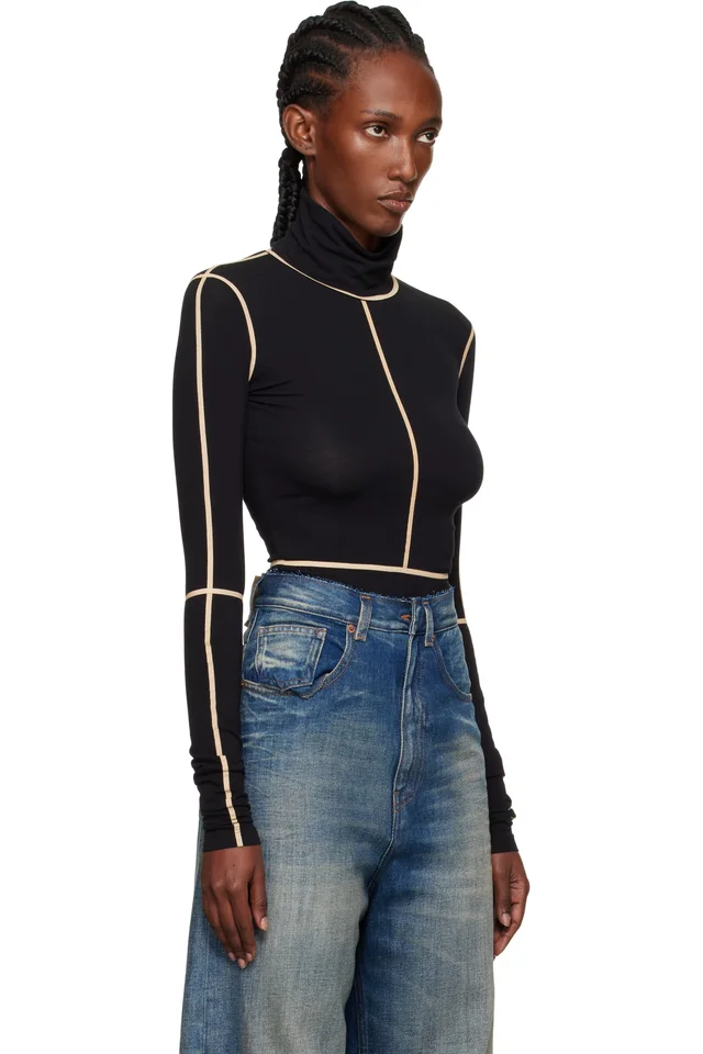 MM6 Maison Margiela Black Long-Sleeve Bodysuit, photo 2 of 3 from SSENSE