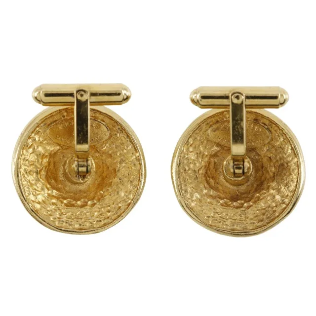 Chanel Vintage Logo Round Plated Gold _plated Jewelry in Gold from HEWI, photo 2 of 7