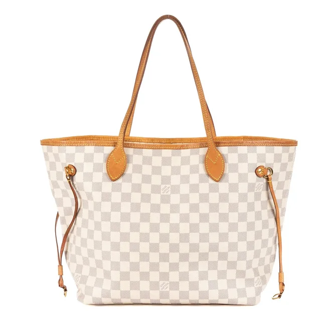 Louis Vuitton Neverfull Ivory Damier Azur in White Leather from The Reluxe