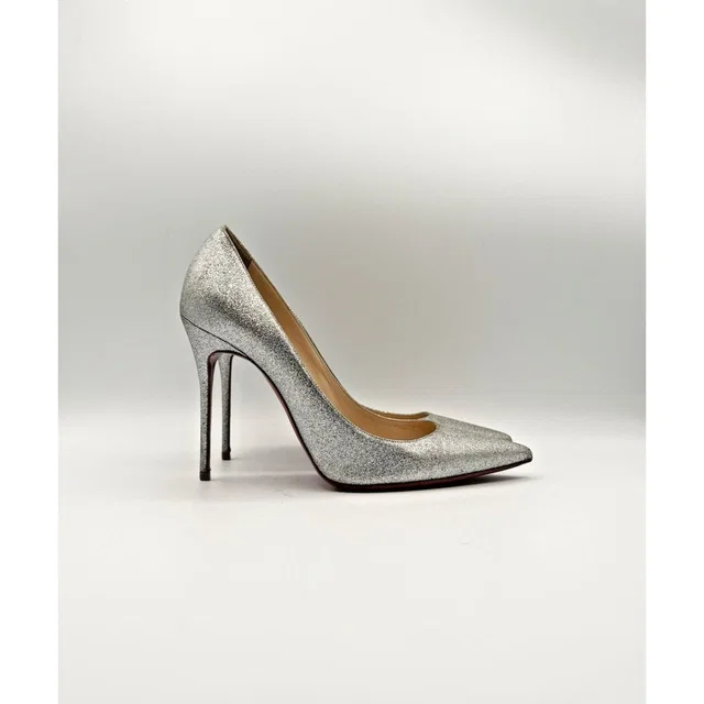 Christian Louboutin Silver Glitter Decollete Pointed Toe High Heels Size Eu 39 in silver|gray from Poshmark
