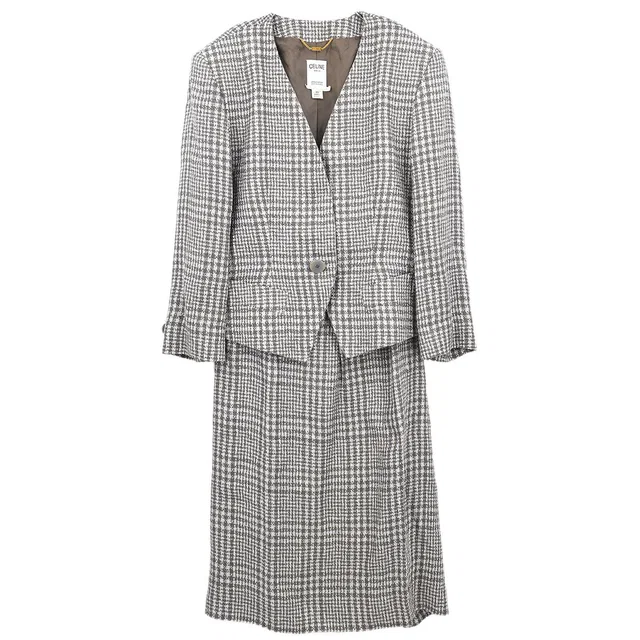 Celine Setup Suit Jacket Skirt Brown #44 in Brown from AMORE Vintage Tokyo