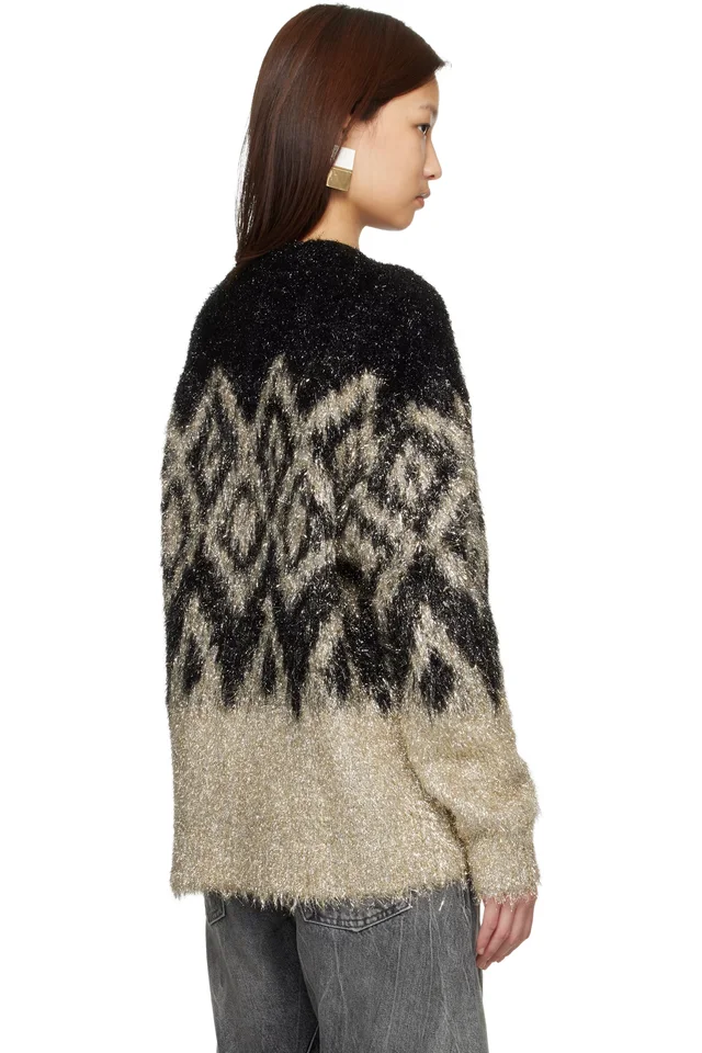 Acne Studios Black Metallic Knit Sweater, photo 3 of 4 from SSENSE