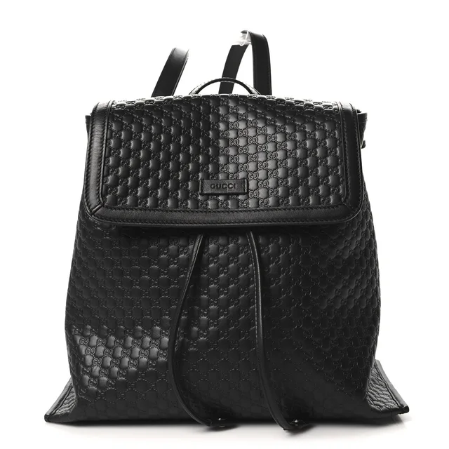 Gucci Microguccissima Drawstring Backpack Leather Bag - Black in Black Leather from H&T