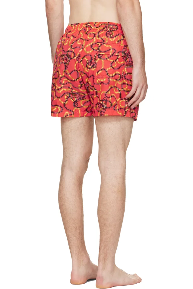 Vivienne Westwood Orange Surf Boxer Swim Shorts, photo 3 of 4 from SSENSE