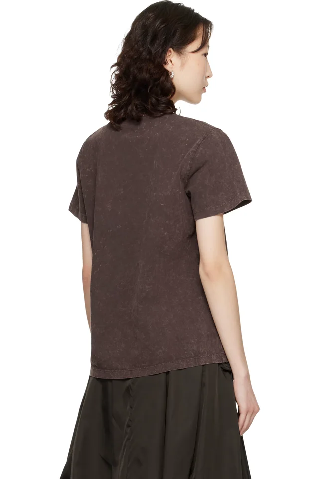 GANNI Brown Vintage Wash T-shirt, photo 3 of 4 from SSENSE