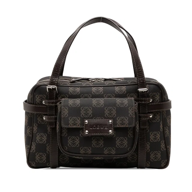Brown LOEWE Anagram Coated Canvas Handbag in Brown Coated canvas from Designer Revival