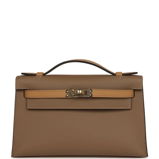 Hermès Special Order (HSS) Kelly Pochette Beige De Weimar, Biscuit Swift Permabrass Hardware in Beige Swift leather from Madison Avenue Couture