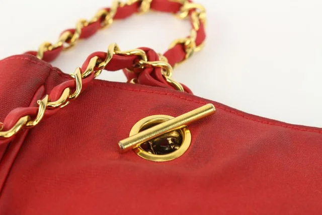 Chanel Red Quilted Canvas x Lambskin Gold Chain Tote Bag in Red Lambskin from Bagriculture