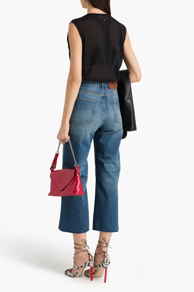 Victoria Beckham Cropped High-Rise Wide-Leg Jeans in Mid denim, photo 3 of 4 from THE OUTNET