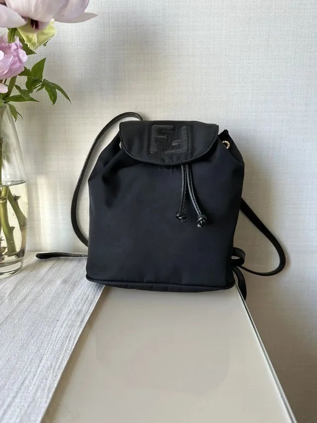 Fendi Ff Logo Black Nylon Backpack Vintage in black Nylon from Grailed, photo 1 of 1