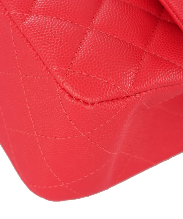 Chanel Vibrant Red Quilted Caviar Leather Classic Double Flap Bag in Red Caviar leather from Luxury Promise, photo 12 of 13