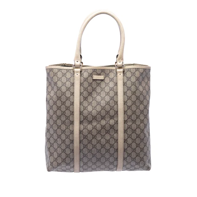 Beige Gucci GG Supreme Joy Vertical Tote in Beige Coated canvas from Designer Revival