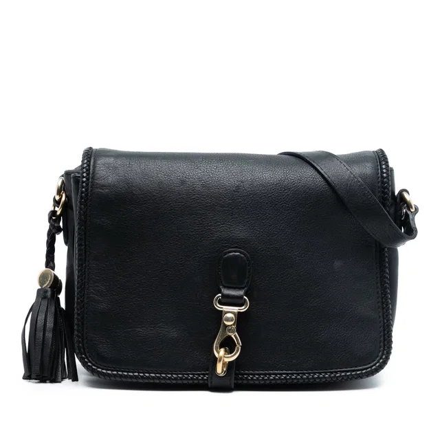 Black Gucci Leather Marrakech Crossbody in Black Leather from Designer Revival