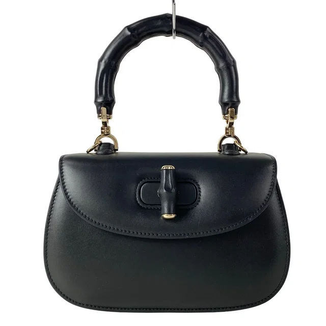 Gucci Handbag Bamboo Small Black Leather in Black Leather from The Reluxe