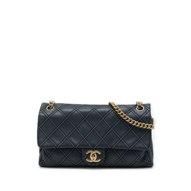 Blue Chanel Jumbo Quilted Iridescent Calfskin Triple Stitched Flap Crossbody Bag in Blue Calfskin from Designer Revival