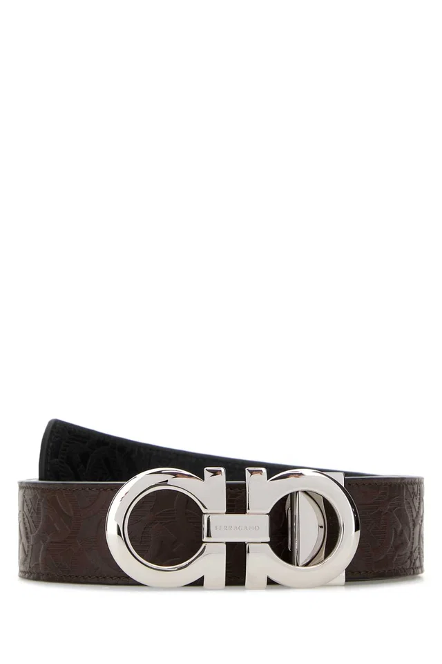 Ferragamo Double Gancini Belt — Brown in Brown Leather from HEWI