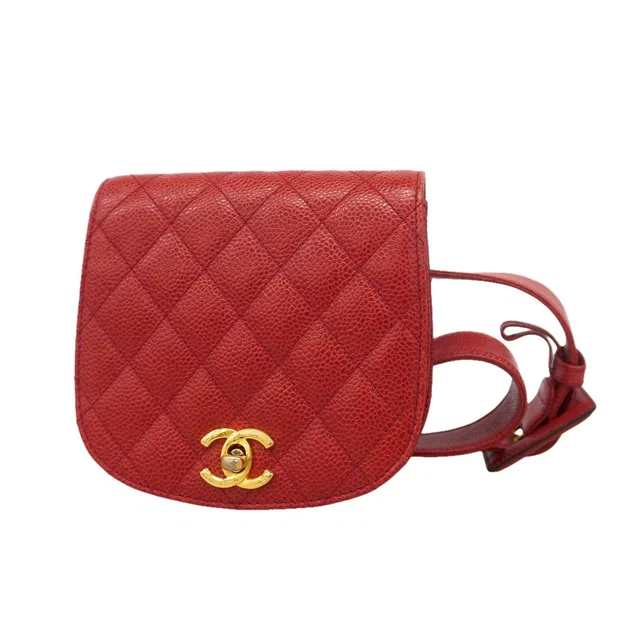Chanel Waist Bag Quilted Caviar Leather Red Gold in Red Caviar leather from The Reluxe