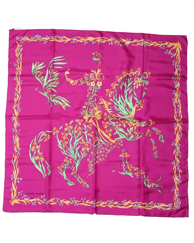 Hermès Carré 90 Cheval Fleuri Silk Scarf in Silk from A Retro Tale, photo 2 of 2