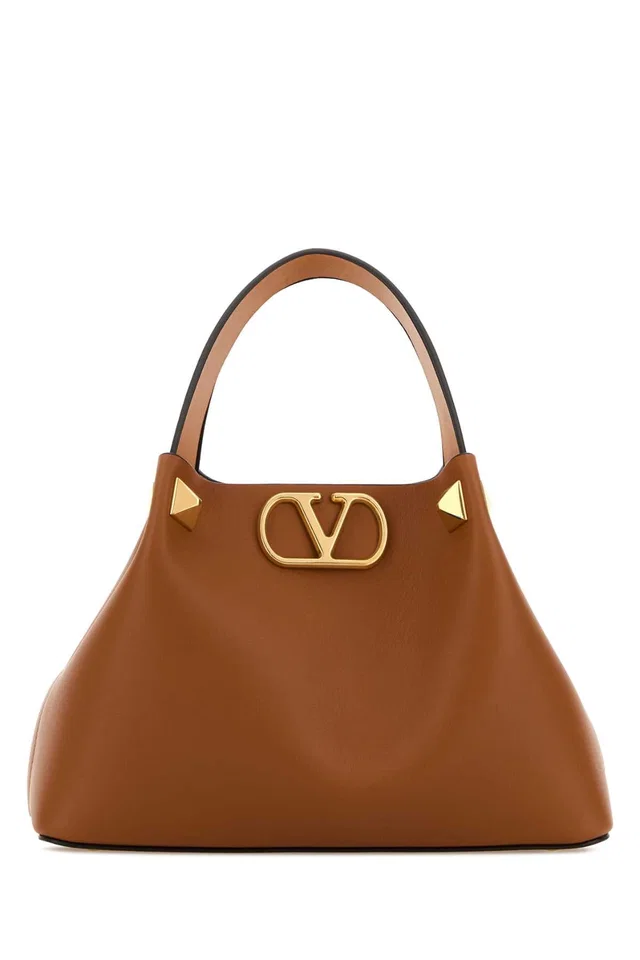 Valentino Garavani Tote Shoulder Bag — Brown Calf Leather - Bos Taurus in Brown Calfskin from HEWI