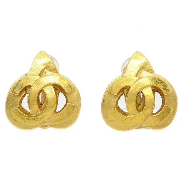 Chanel 1997 Heart Earrings Gold Medium in Gold from AMORE Vintage Tokyo