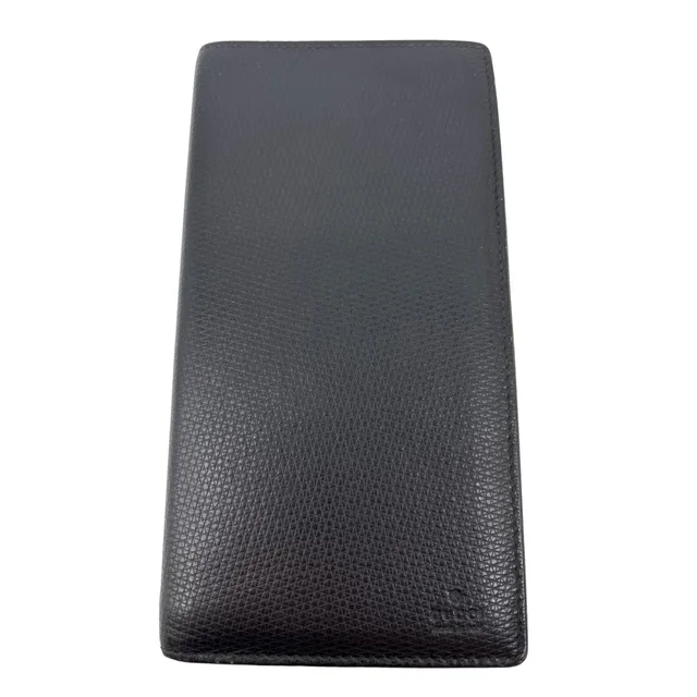 Gucci Leather Long Bi-fold Wallet Black 03948 in Black Leather from Dallas Designer Handbags