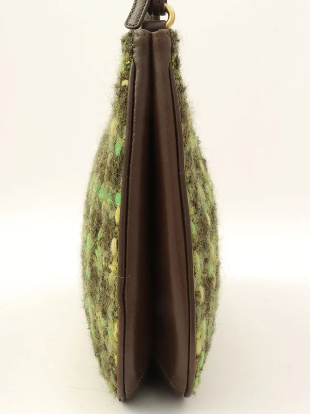 Coach Felt and Leather Combination Handbag, Green/Black in Black Leather from VINTAGE QOO TOKYO, photo 3 of 3