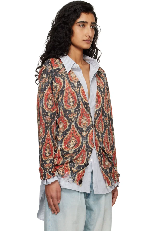R13 Red Printed Boyfriend Cardigan, photo 2 of 4 from SSENSE