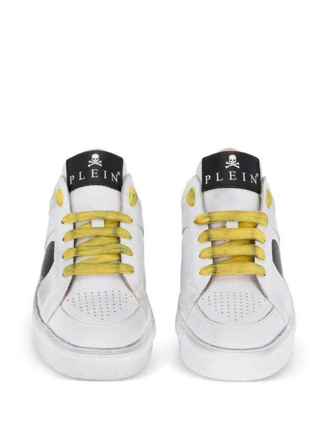 Philipp Plein Retrokickz TM skull leather low-top sneakers in White, photo 3 of 4 from FARFETCH