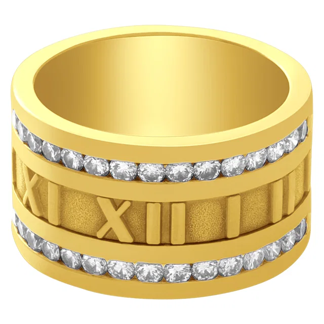 Tiffany & Co. Atlas ring in 18k with pave diamonds in Yellow Gold from Gray And Sons
