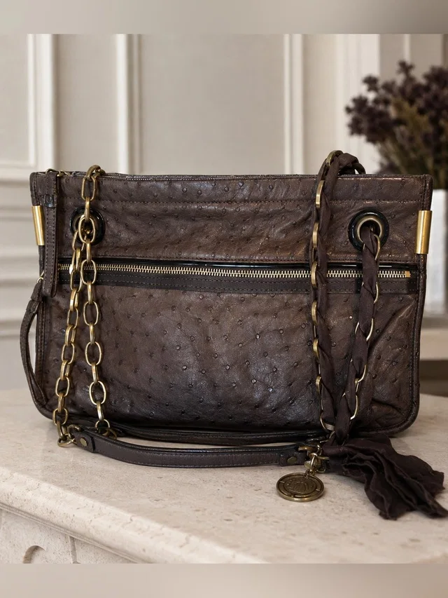 Lanvin Amalia Ostrich Bag $6k in red|brown Ostrich from Poshmark