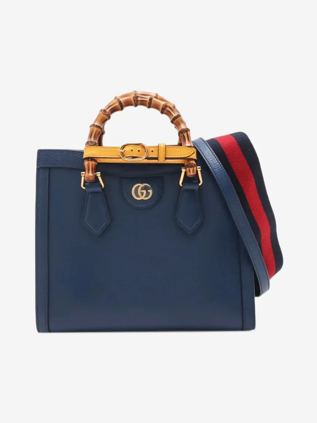 Gucci Blue Diana Bamboo shoulder bag in Blue Leather from Sign of the Times