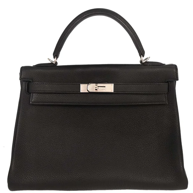 Hermès Black Togo Kelly 32 Retourne 2way Shoulder Handbag in Black Togo leather from AMORE Vintage Tokyo