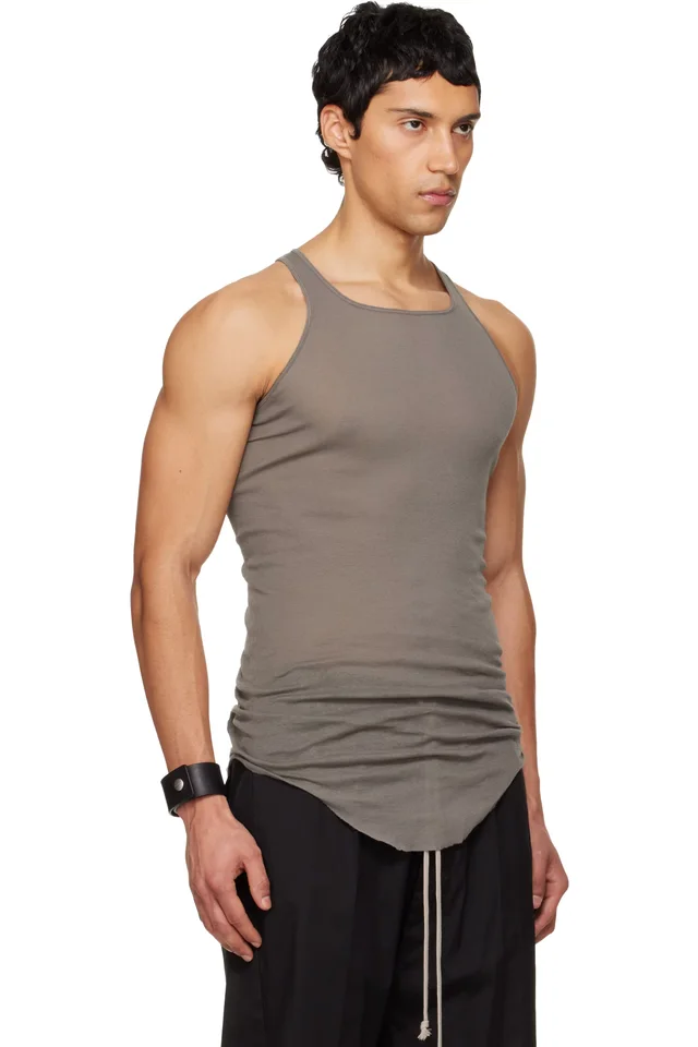 Rick Owens Gray Temple Basic Rib Tank Top, photo 2 of 2 from SSENSE