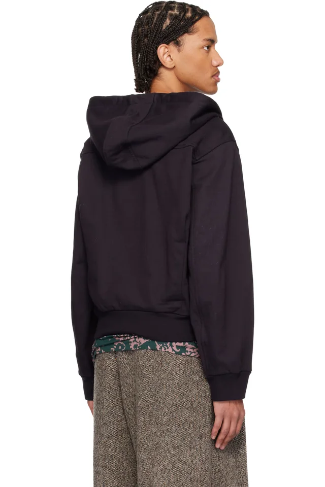 Dries Van Noten Navy Loose Zipped Hoodie, photo 3 of 3 from SSENSE