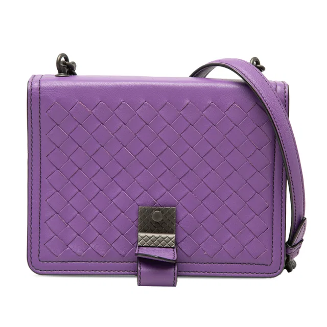 Purple Bottega Veneta Small Nappa Intrecciato Runway Shoulder Bag in Purple Nappa leather from Designer Revival