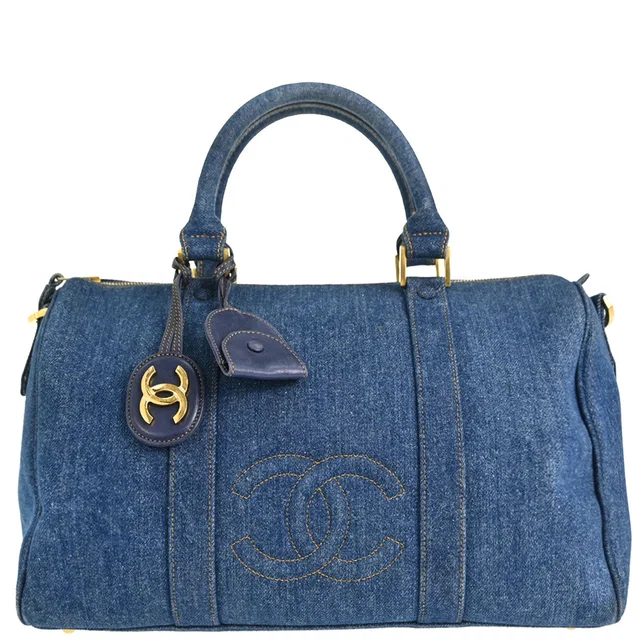 Chanel 1996-1997 Blue Denim Duffle Handbag in Blue Denim from AMORE Vintage Tokyo