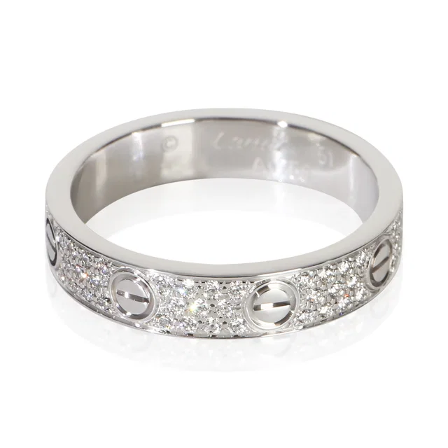 Cartier White Gold Diamond Small Model Love Ring 18k in White from HEWI