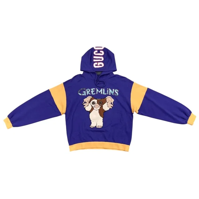 Gucci Hoodie Gremlin Gizmo Sweatshirt Cotton Sequin Logo Purple Yellow M in Purple from The Reluxe