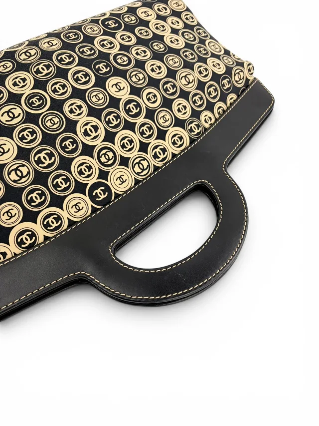 Chanel Vintage CC Motif Jersey Frame Bag in Leather from Season 2 Consign, photo 6 of 11