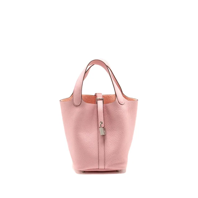 Hermès Picotin 18 Lock Bag Clemence 3Q Rose Sakura SHW Stamp B in Pink Clemence leather from EMIER