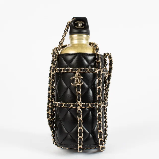 Chanel 2019 CC Water Bottle with Chain in Lambskin from Labellov